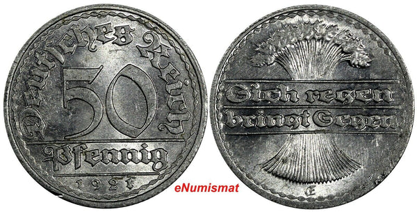Germany - Weimar Republic Aluminium 1921 E 50 Pfennig Unc KM# 27 (18 221)