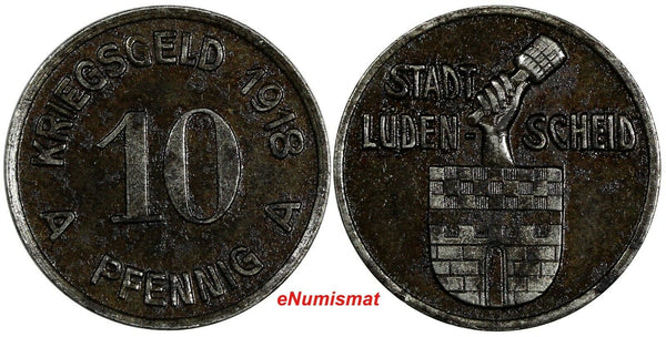 Germany Ludenscheid Iron 1918 A 10 Pfennig WWI Issue Funck# 309.2 (18 226)