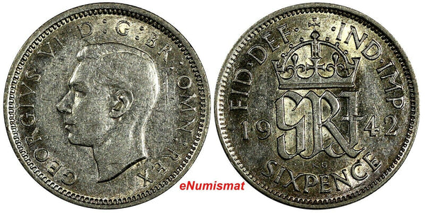 Great Britain George VI Silver 1942 6 Pence KM# 852 (18 232)