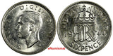 Great Britain George VI Silver 1944 6 Pence KM# 852 (18 233)