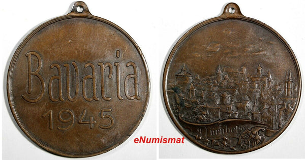 Germany Copper 1945 Medal Bavaria Nuremberg  World War II 40mm +Loop (18 309)