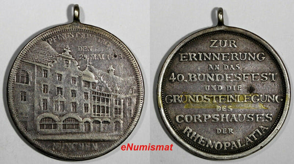 CERMANY Munich 1898 Silver Medal 40TH FEDERAL FESTIVAL CORPSHAUS 29mm (311)
