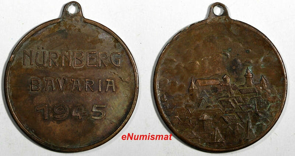 Germany Bronze 1945 Medal WWII Nurnberg Village Landscape 27mm (18 341)