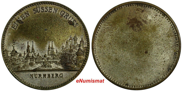 Germany Bavaria Nurnberg Village Landscape Medal 27mm EINEN SUSSEN GRUSS ( 372)