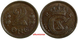 Denmark Christian X Bronze 1916 VBP GJ 2 Øre KM# 813.1 (18 396)