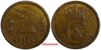 Denmark Christian X Bronze 1923 2 Ore Last Date Type KM# 813.2 (18 397)