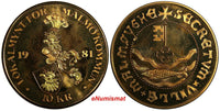 SWEDEN Local Token coinage Bronze Malmo 10 Kronor 1981 35mm, UNC (18 404)