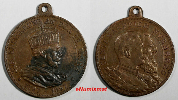 Germany Bronze Medal Nuremberg Centers Celebration March 22, 1897 (18 405)
