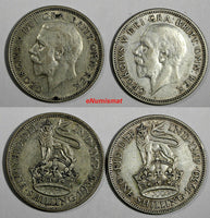 Great Britain George V Lot of 2 Silver 1930,1934 1 Shilling BETTER DATE KM833(5)