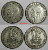 Great Britain George V Lot of 2 Silver 1930,1934 1 Shilling BETTER DATE KM833(5)