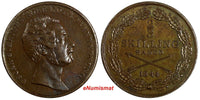 Sweden Oscar I Copper 1844 2/3 Skilling Mintage-266,000 aUNC KM# 658 (18 471)