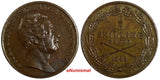 Sweden Oscar I Copper 1844 2/3 Skilling Mintage-266,000 aUNC KM# 658 (18 471)