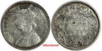 India-British Victoria Silver 1862 (C) 1/4 Rupee XF Condition KM# 470 (18 537)