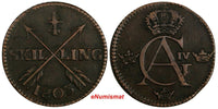 SWEDEN COPPER King Gustav IV Adolf 1803 1/4 Skilling KM# 564 (18 553)