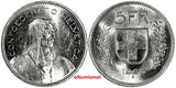 Switzerland Silver 1966 B 5 Francs UNC KM# 40 (18 576)