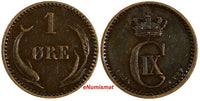 Denmark Christian IX Bronze 1894 VBP 1 Ore 1st Year Type KM# 792.2 (18 594)