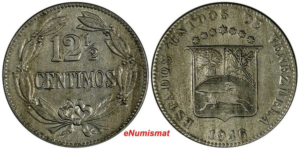 Venezuela Copper-Nickel 1946 12-1/2 Centimos Y# 30a (18 604)