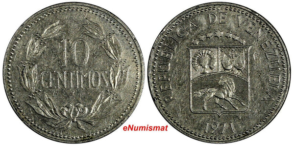 Venezuela Copper-Nickel 1971 10 Centimos Y# A40 (18 605)