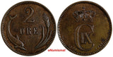 Denmark Christian IX Bronze 1899 2 Ore  KM# 793.2 (18 630)