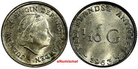 Netherlands Antilles Juliana Silver 1963 1/10 Gulden KM# 3 (18 655)