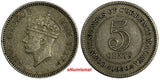 Malaya Copper-Nickel King George VI 1950 5 Cents Last Year Type KM# 7 (18 666)