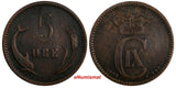 Denmark Christian IX Bronze 1898 5 Ore 27mm Key Date SCARCE aVF KM# 794.2  (672)