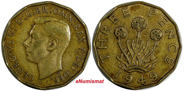 Great Britain George VI 1949 3 Pence Mintage-464,000 KEY DATE KM# 873 (18 711)