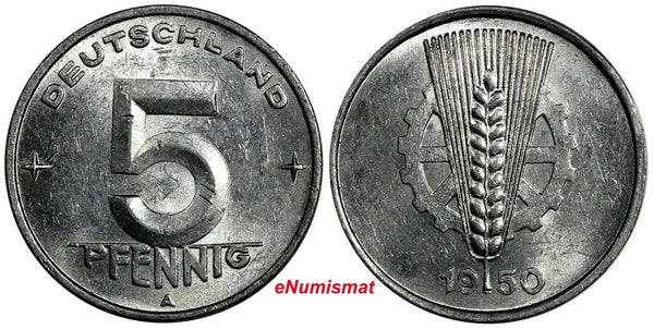 Germany - Democratic Republic Aluminum 1950 A 5 Pfennig aUNC KM# 2 (18 715)