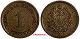 Germany - Empire Wilhelm I Copper 1875 J 1 Pfennig Hamburg Mint XF  KM# 1 (717)
