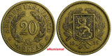 Finland Aluminum-Bronze 1939 20 Markkaa 31mm Mintage-960,000 KM# 32 (18 721)