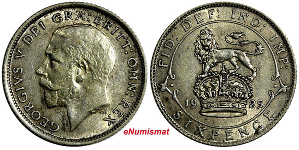 Great Britain George V Silver 1925 6 Pence KM# 815a.1 (18 775)