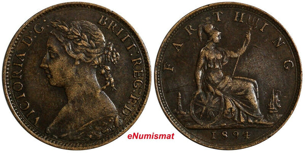Great Britain Victoria Bronze 1894 Farthing KM# 753 (18 783)