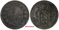 Italian States PAPAL STATES Pius IX Copper 1852 5 Baiocchi 40mm KM# 1356(18 838)