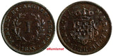 Mozambique Maria II  Copper 1853 1 Real Mintage-100,000 SCARCE KM# 24 (18 839)