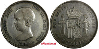 Spain Alfonso XIII Silver 1889 MPM 5 Pesetas XF Condition 37mm KM# 689 (18 840)
