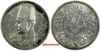 EGYPT Farouk (1936-1952) Silver AH1356 / 1937 10 Piastres  XF KM# 367 (18 850)