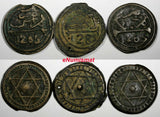 Morocco Sidi Mohammed IV LOT OF 3 COINS AH1285(1869) 4 Fulus Marrakesh C166.2(9)