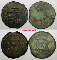 Morocco Sidi Mohammed IV LOT OF 2 COINS AH1286 (1870) 4 Fulus C# 166.1 (18 890)