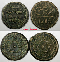 Morocco Sidi Mohammed IV LOT OF 2 COINS AH1286 (1870) 4 Fulus C# 166.1 (18 892)