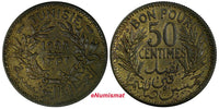 Tunisia Chambers of Commerce 1352//1933 50 Centimes aUNC Toned KM# 246 (18 913)