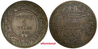 Tunisia Muhammad V Silver AH1330 (1912) A 1 Franc  Toned  KM# 238 (19 001)