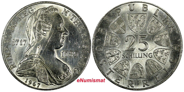 Austria Maria Theresia Silver 1967 25 Schilling UNC  KM# 2901 (19 030)