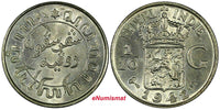 Netherlands East Indies Wilhelmina I Silver 1942 S 1/10 Gulden BU KM# 318 (045)