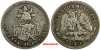 MEXICO Silver 1870 Pi O 25 Centavos San Luis Potosi SCARCE KM#406.8 (19 072)