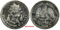 MEXICO Silver 1871 Mo M 25 Centavos Mexico Mint -138,000 KM#406.7 (19 083)