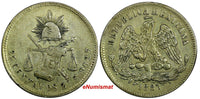 MEXICO Silver 1885 ZS S 25 Centavos Zacatecas Mint-309,000 SCARCE KM#406.9 (109)