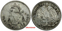 MEXICO Silver 1881 ZS S 25 Centavos Zacatecas Mint-570,000 SCARCE KM#406.9 (110)