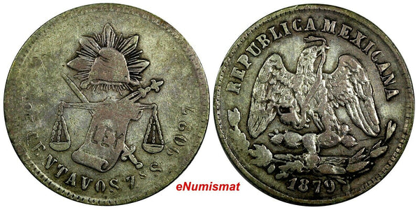 MEXICO Silver 1879 ZS S 25 Centavos Zacatecas Mint SCARCE KM#406.9 (111)