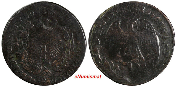 Mexico FIRST REPUBLIC Copper 1867 1/4 Real San Luis Potosi Mint KM# 361 (19 177)