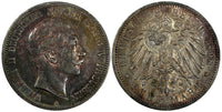 German States PRUSSIA Wilhelm II Silver 1898 A 5 Mark Toned KM# 523 (47)